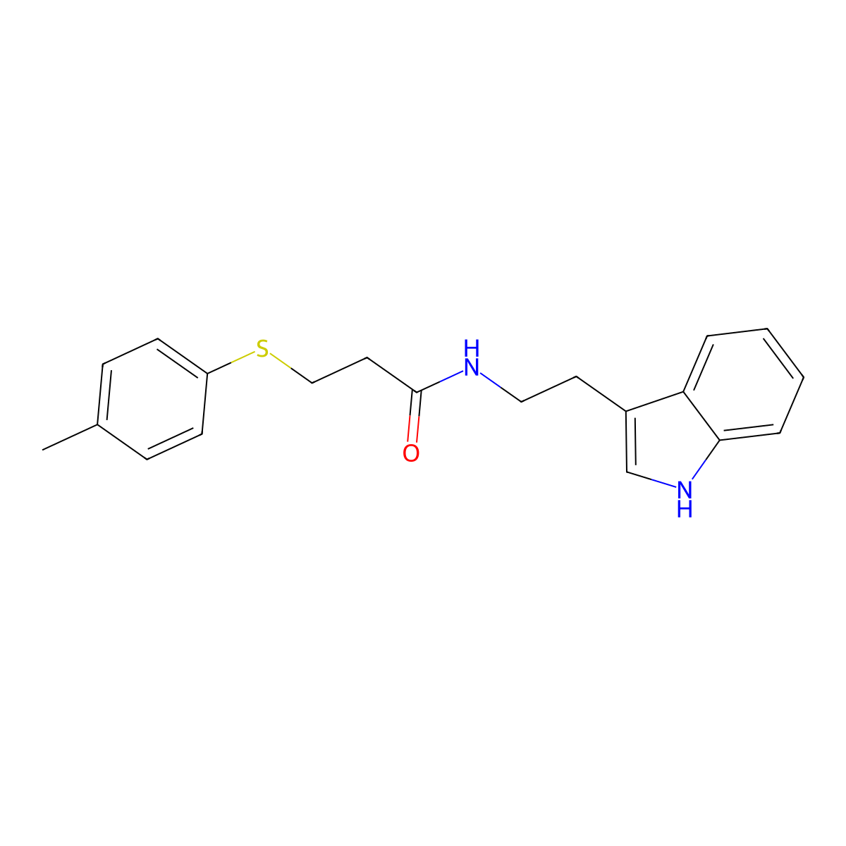 N-[2-(1H-indol-3-yl)ethyl]-3-(4-methylphenyl)sulfanylpropanamide molecular structure, CAS 1022675-03-1