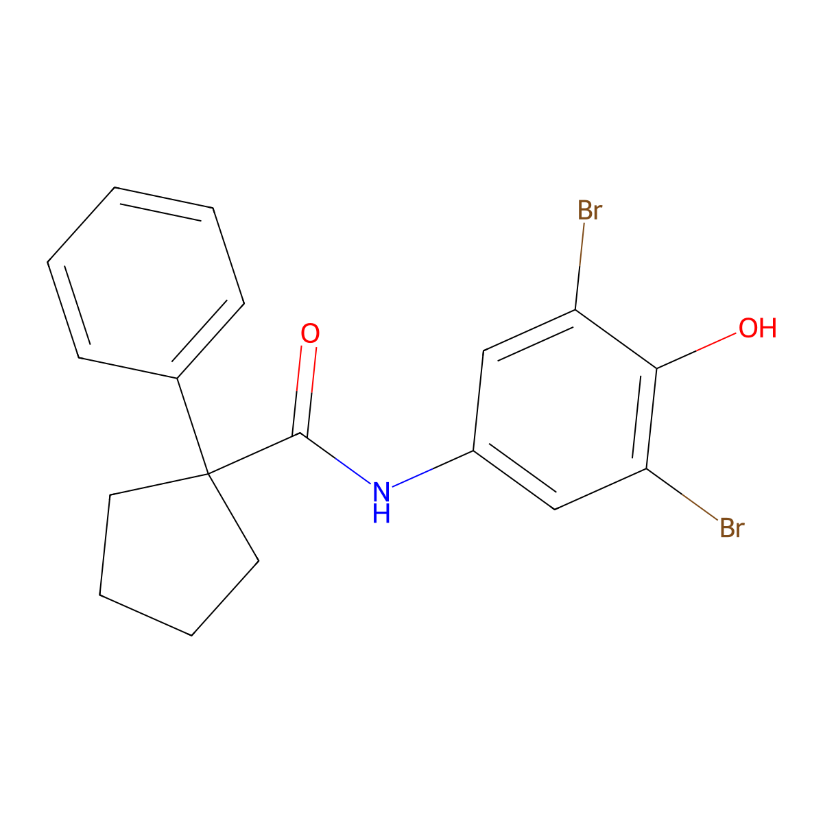 N-(3,5-Dibromo-4-hydroxyphenyl)(phenylcyclopentyl)formamide molecular structure, CAS 1022676-05-6