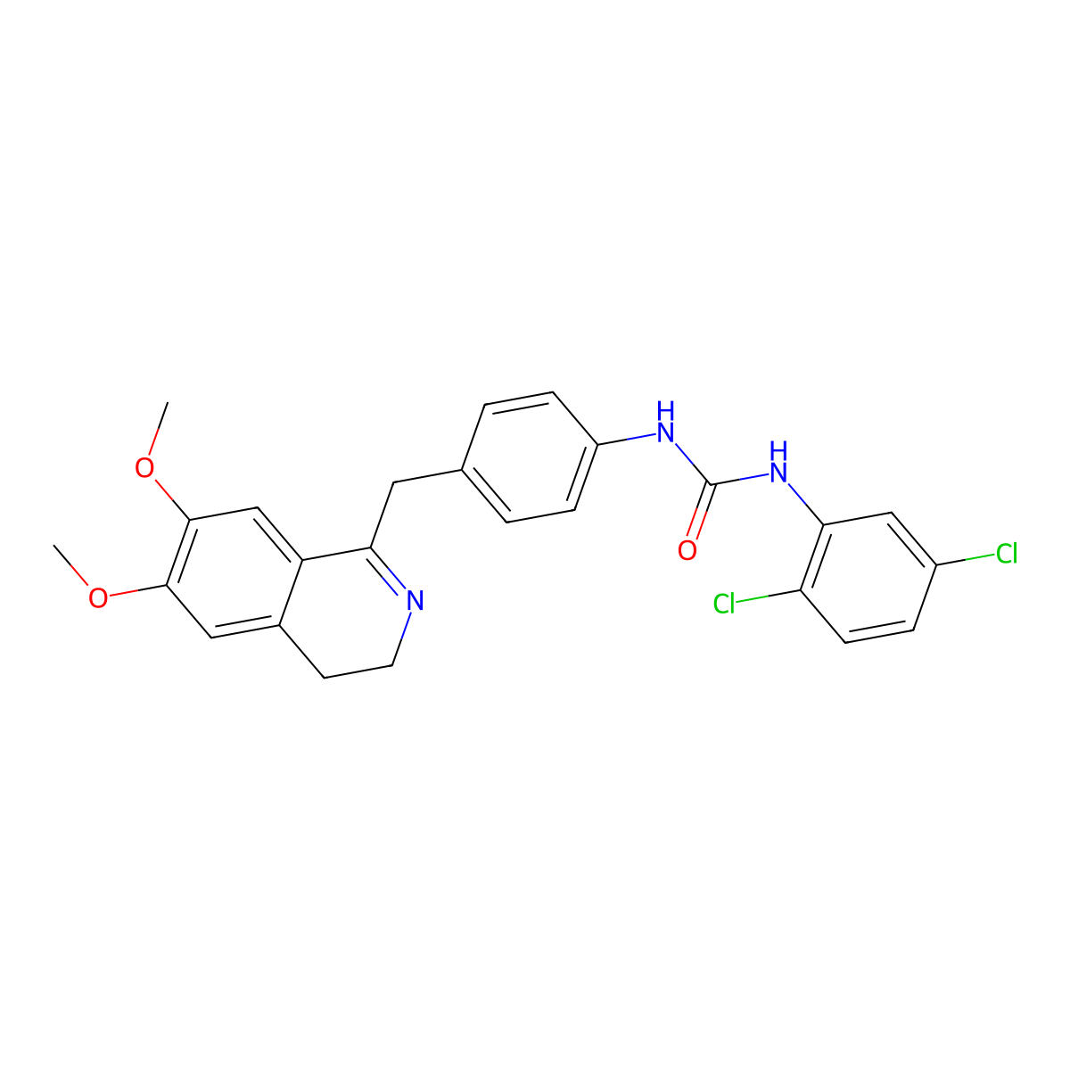 1-(2,5-Dichlorophenyl)-3-[4-[(6,7-dimethoxy-3,4-dihydroisoquinolin-1-yl)methyl]phenyl]urea molecular structure, CAS 1022681-29-3