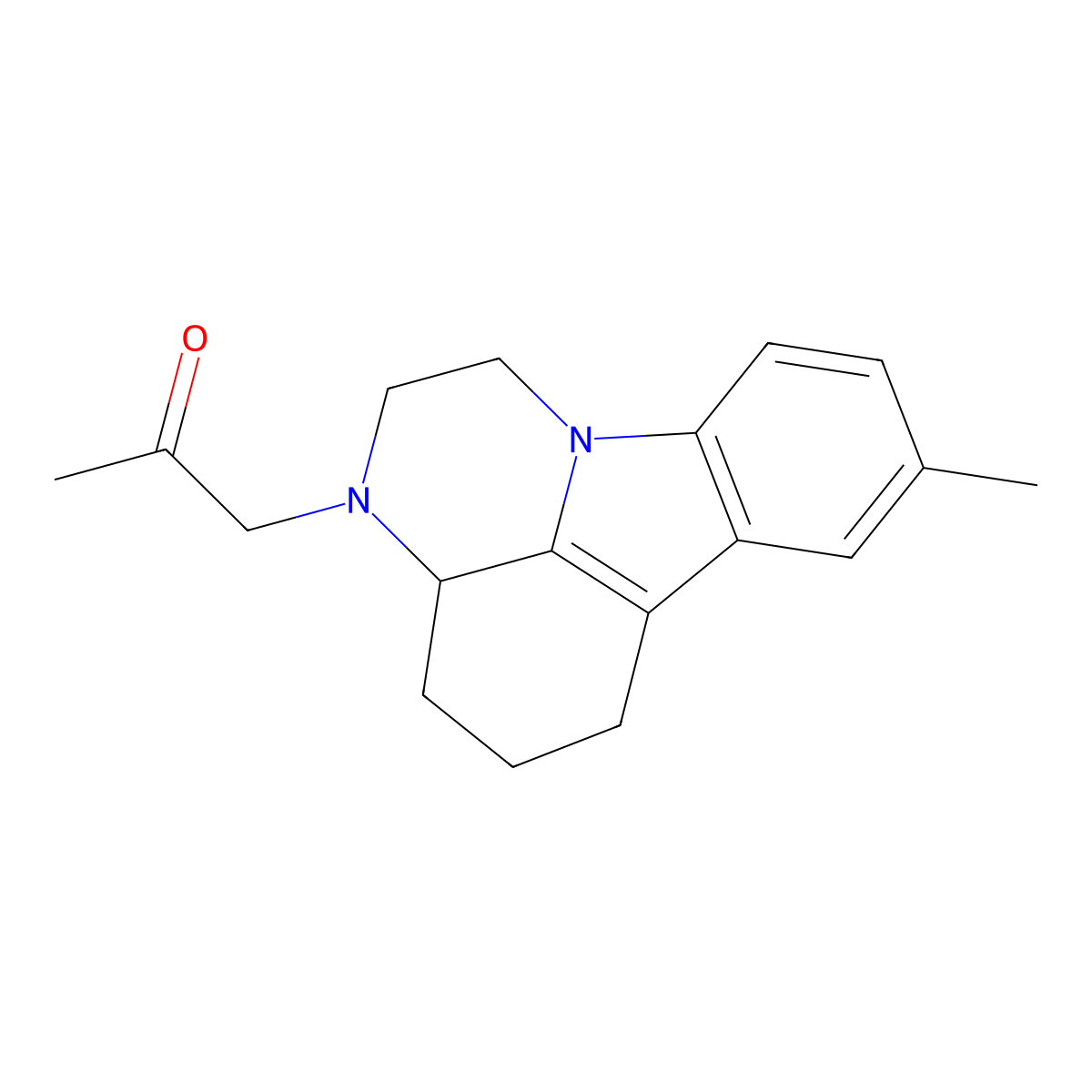1-(8-methyl-1,2,3a,4,5,6-hexahydro-3H-pyrazino[3,2,1-jk]carbazol-3-yl)acetone molecular structure, CAS 102269-24-9