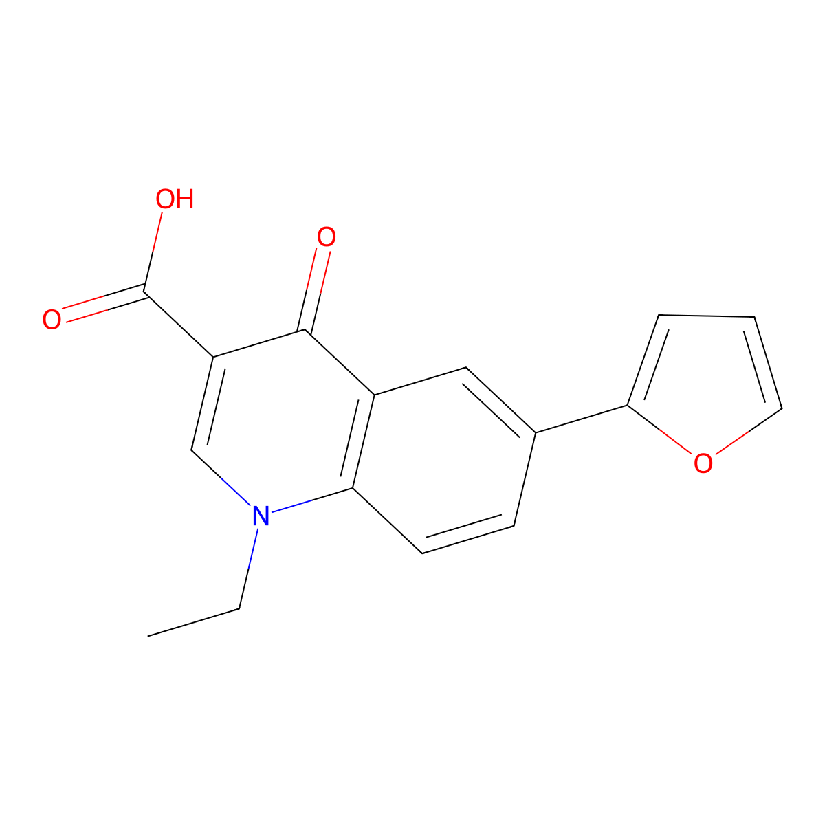 1-Ethyl-6-(2-furyl)-4-oxo-1,4-dihydroquinoline-3-carboxylic acid molecular structure, CAS 102269-27-2