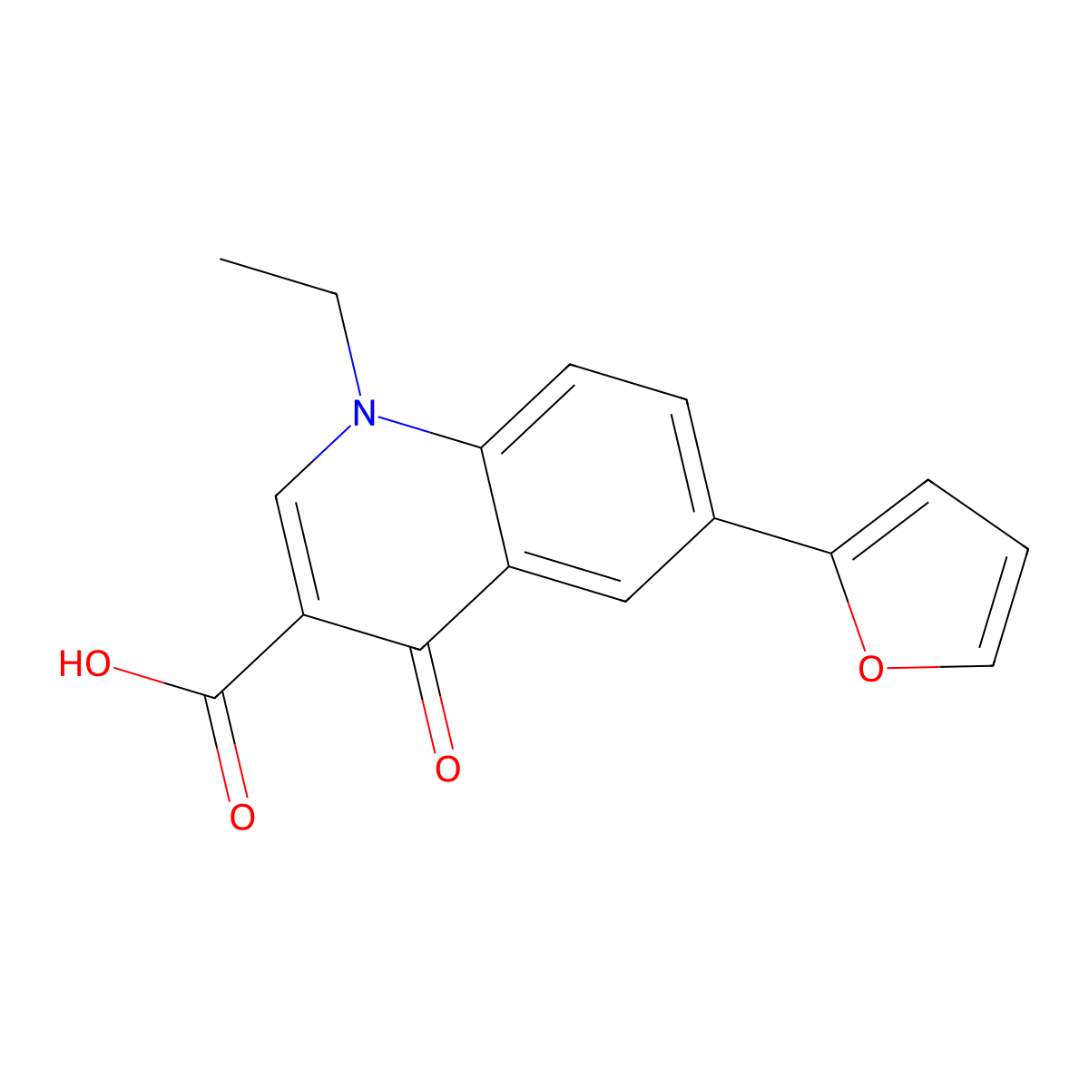 1-Ethyl-6-(2-furyl)-4-oxo-1,4-dihydroquinoline-3-carboxylic acid molecular structure, CAS 102269-27-2