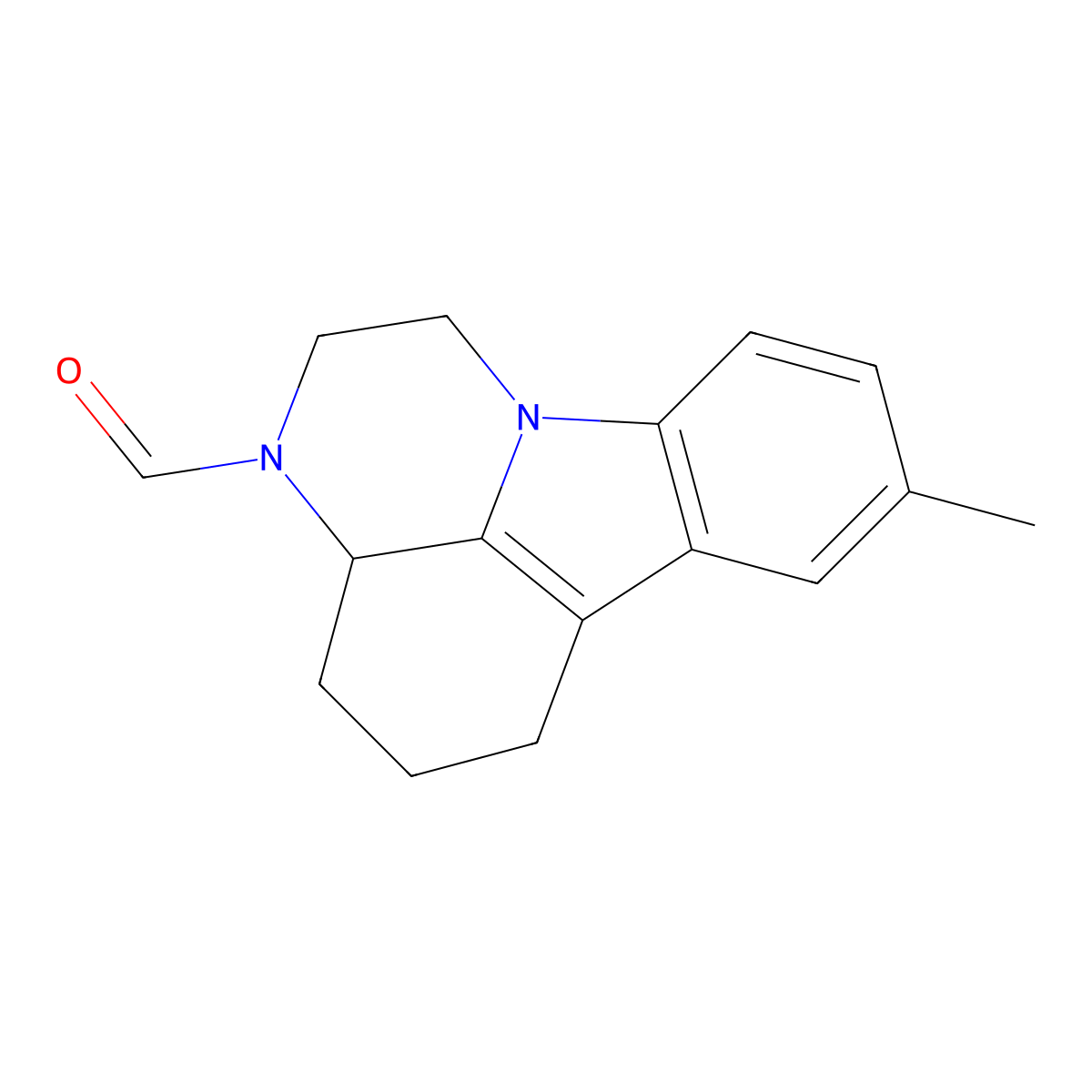 8-Methyl-1,2,3a,4,5,6-hexahydro-3H-pyrazino[3,2,1-jk]carbazole-3-carbaldehyde molecular structure, CAS 102269-29-4