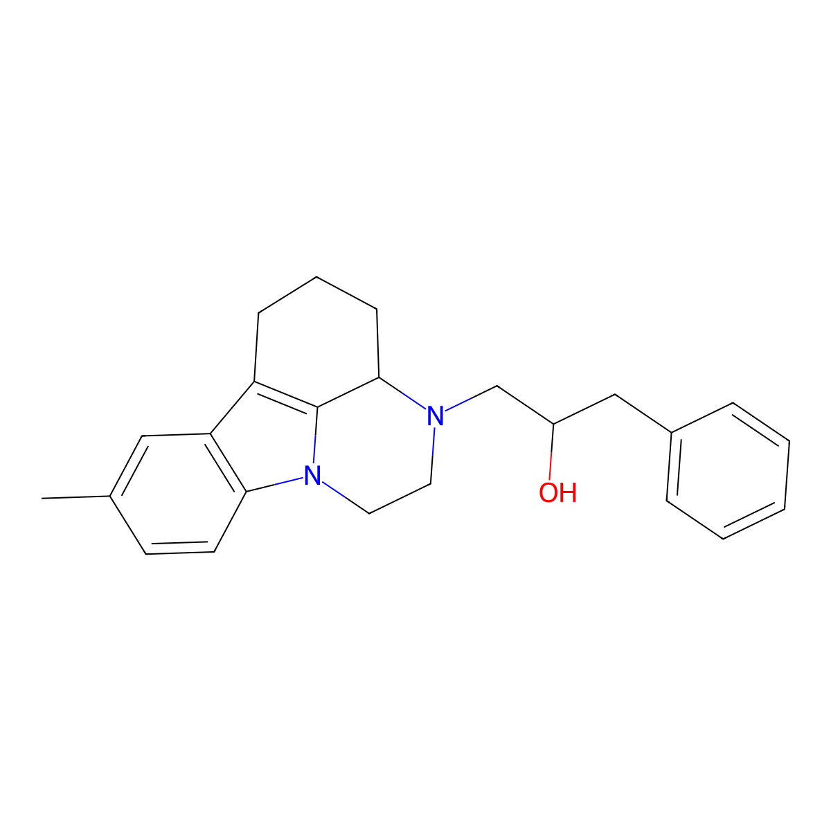 1-(8-methyl-3a,4,5,6-tetrahydro-1H-pyrazino[3,2,1-jk]carbazol-3(2H)-yl)-3-phenylpropan-2-ol molecular structure, CAS 102269-34-1