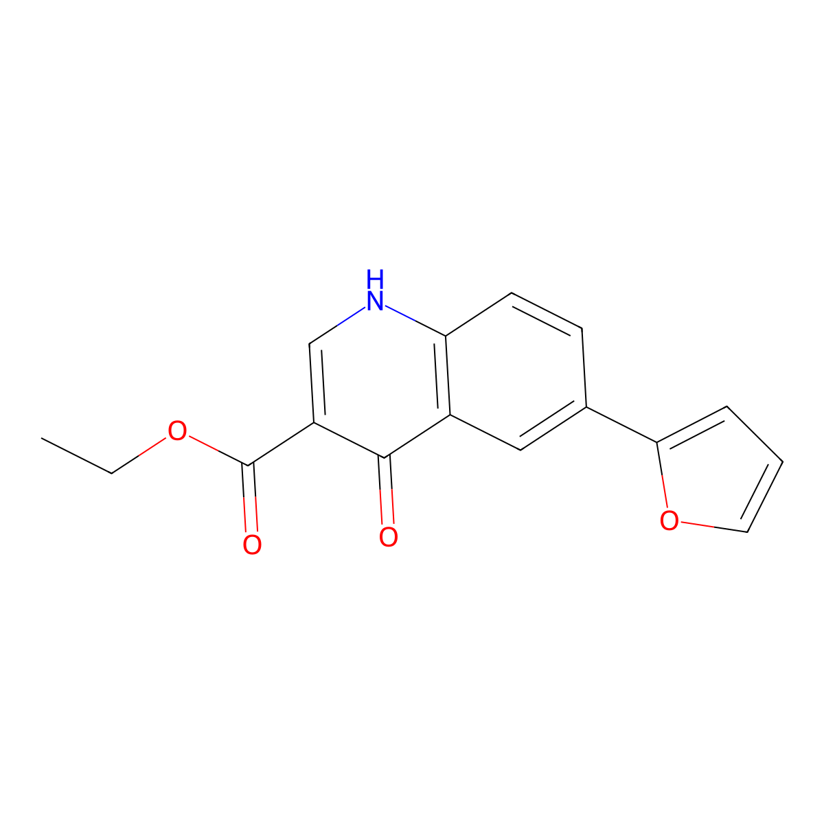 Ethyl 6-(furan-2-yl)-4-oxo-1,4-dihydroquinoline-3-carboxylate molecular structure, CAS 102269-46-5