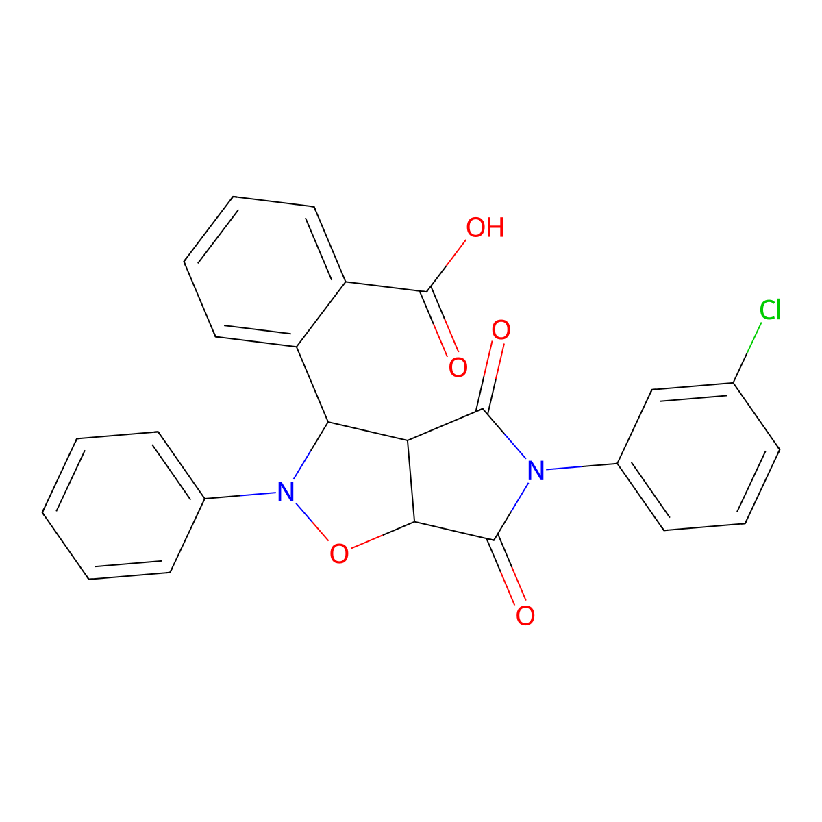 2-[5-(3-chlorophenyl)-4,6-dioxo-2-phenylhexahydro-2H-pyrrolo[3,4-d][1,2]oxazol-3-yl]benzoic acid molecular structure, CAS 1022698-71-0