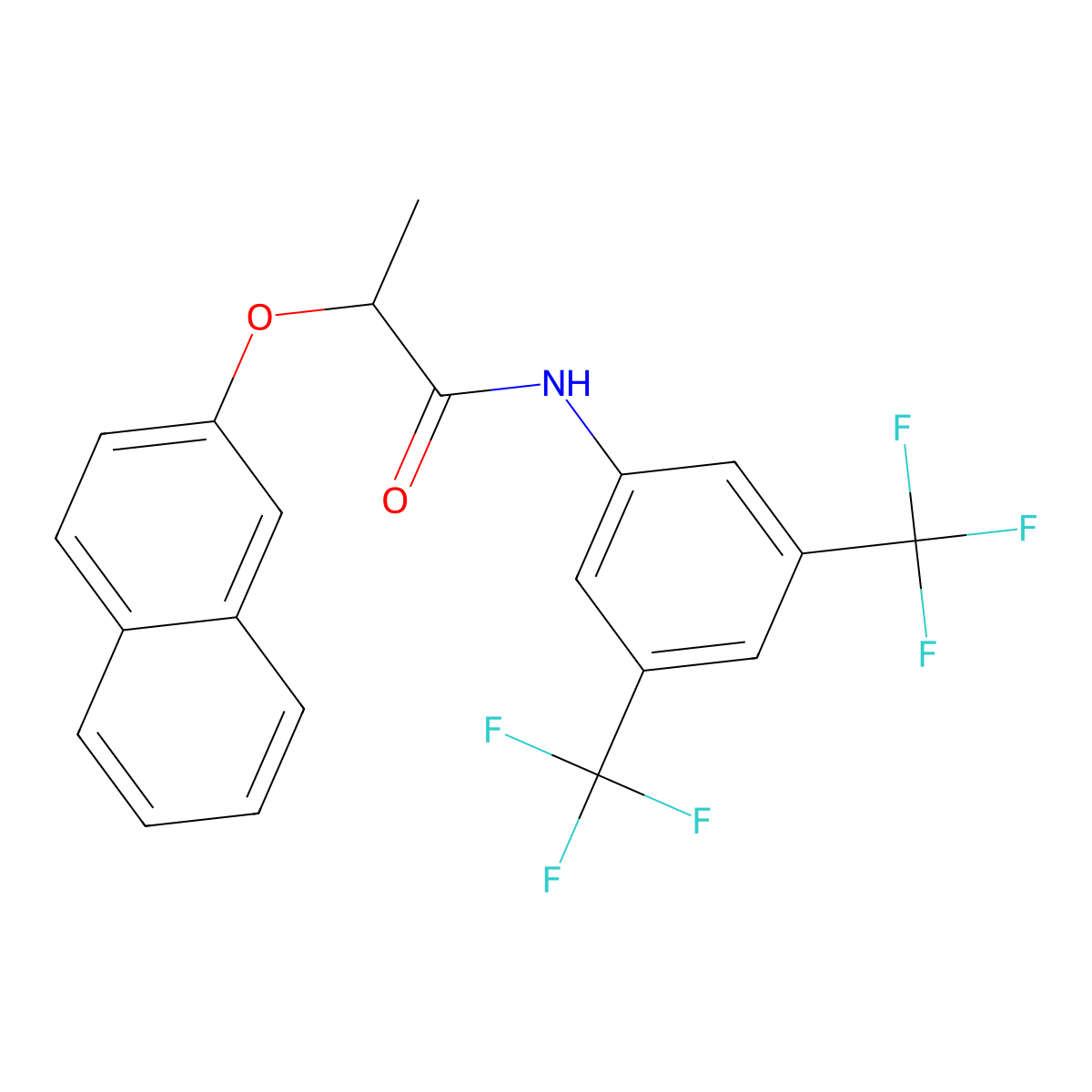 N-(3,5-Bis(trifluoromethyl)phenyl)-2-(2-naphthyloxy)propanamide molecular structure, CAS 1022698-84-5