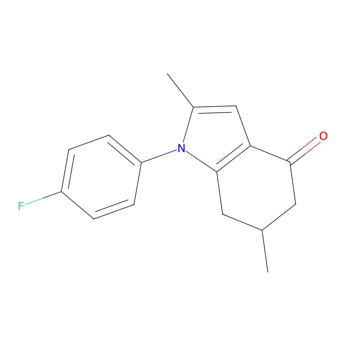 1-(4-Fluorophenyl)-2,6-dimethyl-5,6,7-trihydroindol-4-one molecular structure, CAS 1022698-85-6