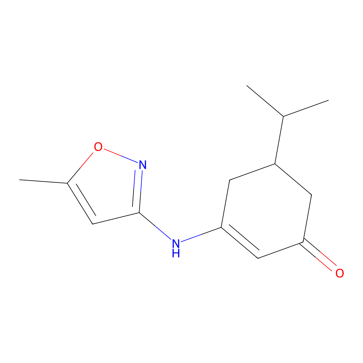 5-(Isopropyl)-3-((5-methylisoxazol-3-YL)amino)cyclohex-2-EN-1-one molecular structure, CAS 1022698-87-8