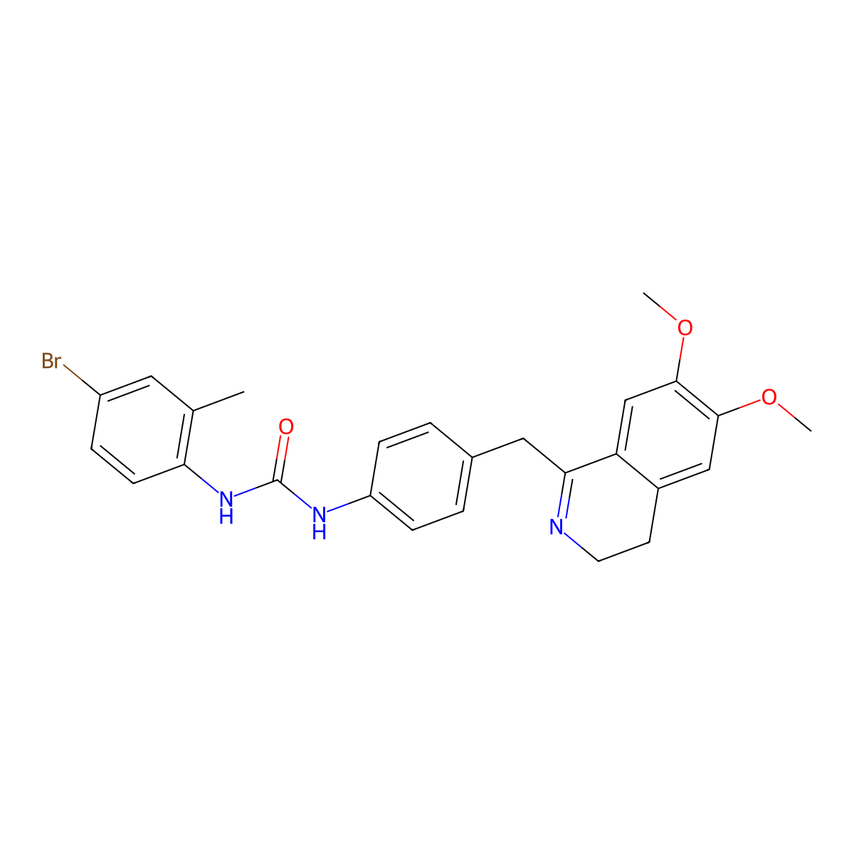 1-(4-Bromo-2-methylphenyl)-3-[4-[(6,7-dimethoxy-3,4-dihydroisoquinolin-1-yl)methyl]phenyl]urea molecular structure, CAS 1022700-22-6