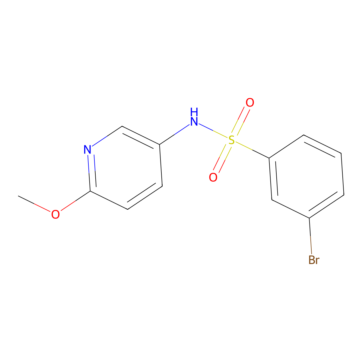 3-bromo-N-(6-methoxy-3-pyridinyl)benzenesulfonamide molecular structure, CAS 1022705-11-8