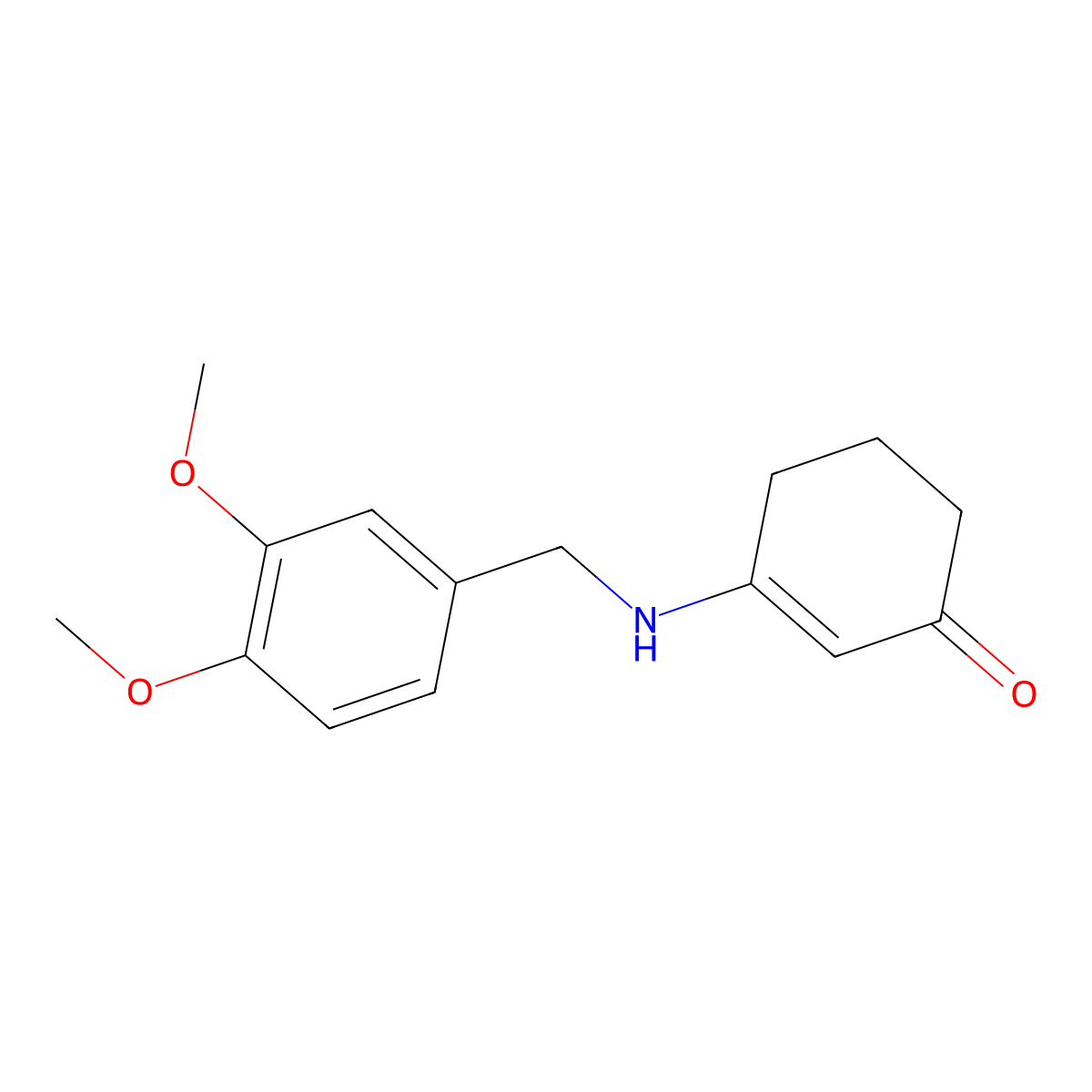 3-(((3,4-Dimethoxyphenyl)methyl)amino)cyclohex-2-EN-1-one molecular structure, CAS 1022706-42-8