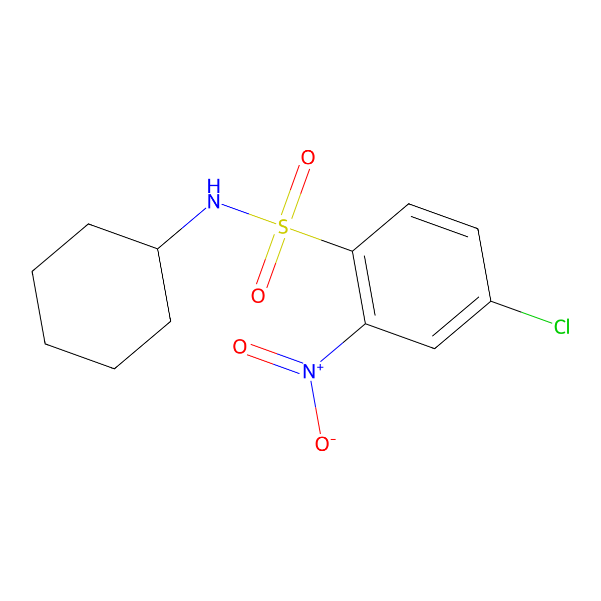 4-chloro-N-cyclohexyl-2-nitrobenzenesulfonamide molecular structure, CAS 1022715-38-3