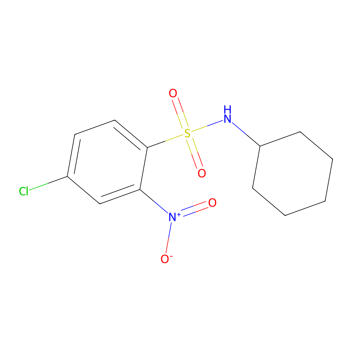 4-chloro-N-cyclohexyl-2-nitrobenzenesulfonamide molecular structure, CAS 1022715-38-3