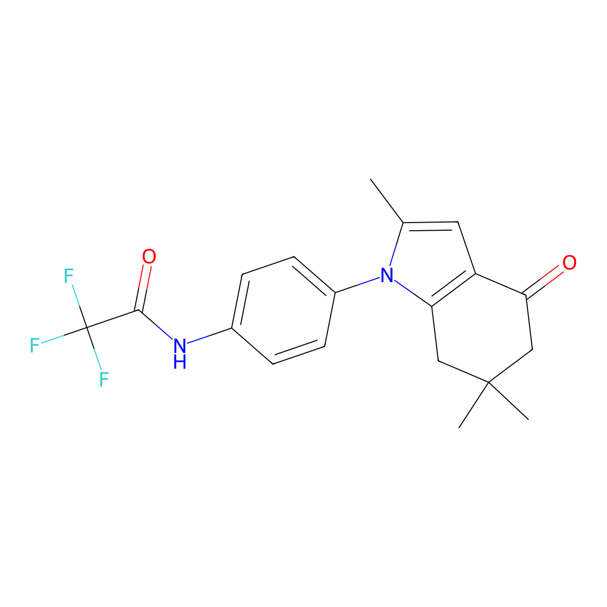 2,2,2-trifluoro-N-[4-(2,6,6-trimethyl-4-oxo-5,7-dihydroindol-1-yl)phenyl]acetamide molecular structure, CAS 1022730-26-2
