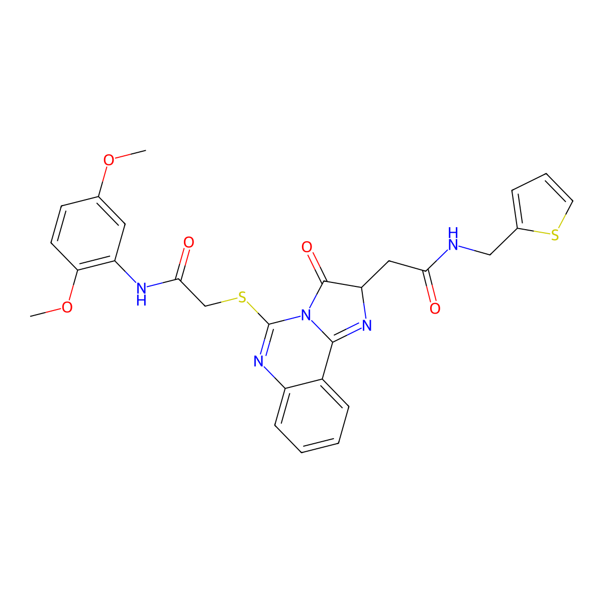 N-(2,5-dimethoxyphenyl)-2-{[3-oxo-2-({[(thiophen-2-yl)methyl]carbamoyl}methyl)-2H,3H-imidazo[1,2-c]quinazolin-5-yl]sulfanyl}acetamide molecular structure, CAS 1022730-84-2