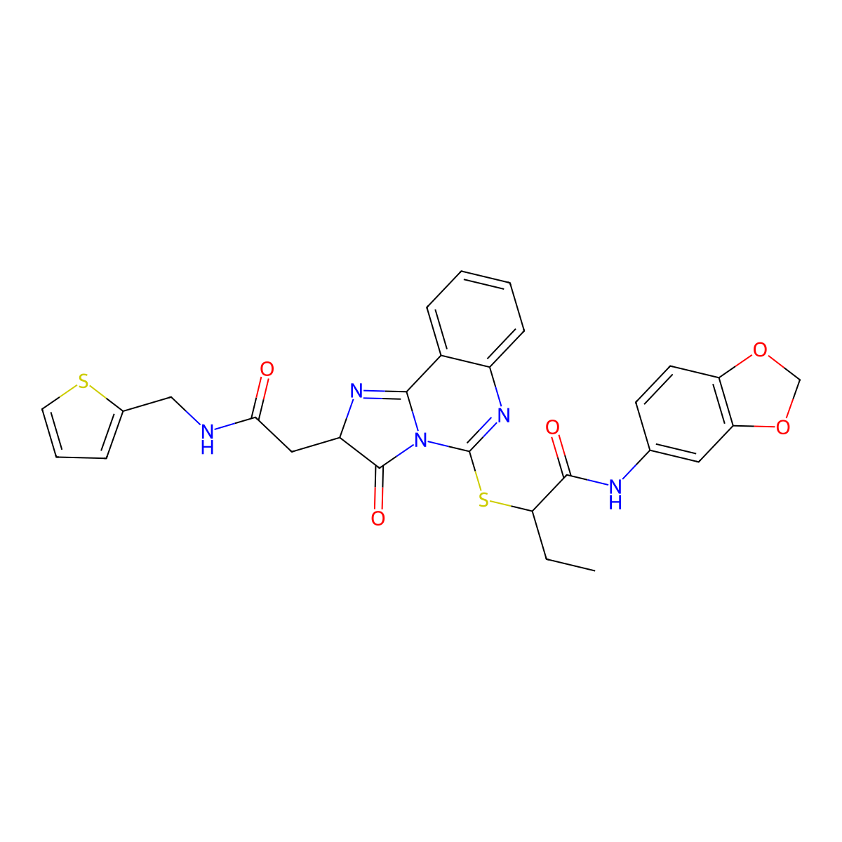 N-(2H-1,3-benzodioxol-5-yl)-2-{[3-oxo-2-({[(thiophen-2-yl)methyl]carbamoyl}methyl)-2H,3H-imidazo[1,2-c]quinazolin-5-yl]sulfanyl}butanamide molecular structure, CAS 1022731-61-8