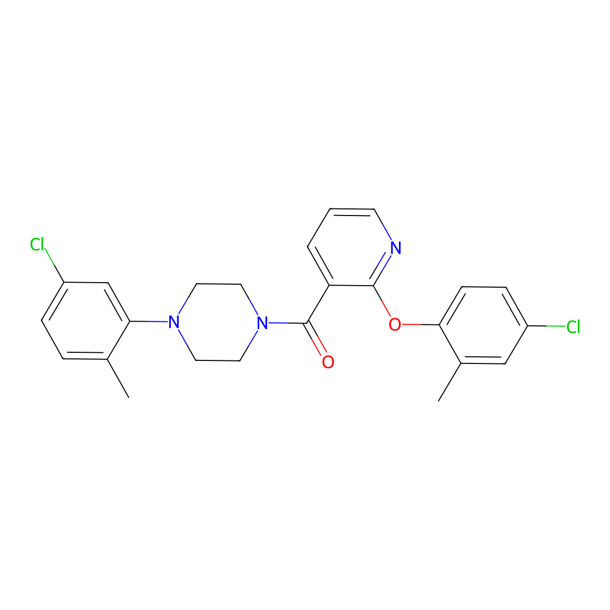 [2-(4-Chloro-2-methylphenoxy)pyridin-3-yl]-[4-(5-chloro-2-methylphenyl)piperazin-1-yl]methanone molecular structure, CAS 1022731-91-4