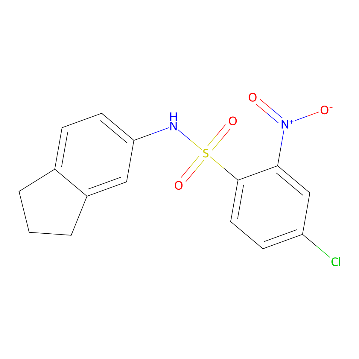 ((4-Chloro-2-nitrophenyl)sulfonyl)indan-5-ylamine molecular structure, CAS 1022735-22-3