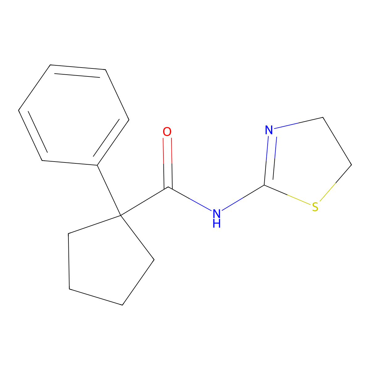 N-(4,5-dihydro-1,3-thiazol-2-yl)-1-phenylcyclopentane-1-carboxamide molecular structure, CAS 1022735-89-2