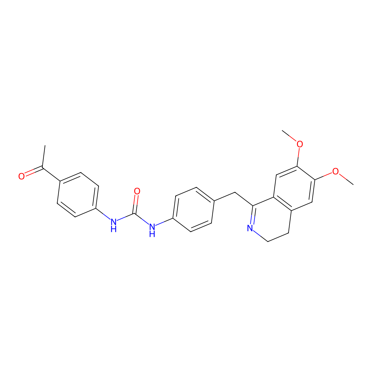 1-(4-Acetylphenyl)-3-[4-[(6,7-dimethoxy-3,4-dihydroisoquinolin-1-yl)methyl]phenyl]urea molecular structure, CAS 1022739-55-4