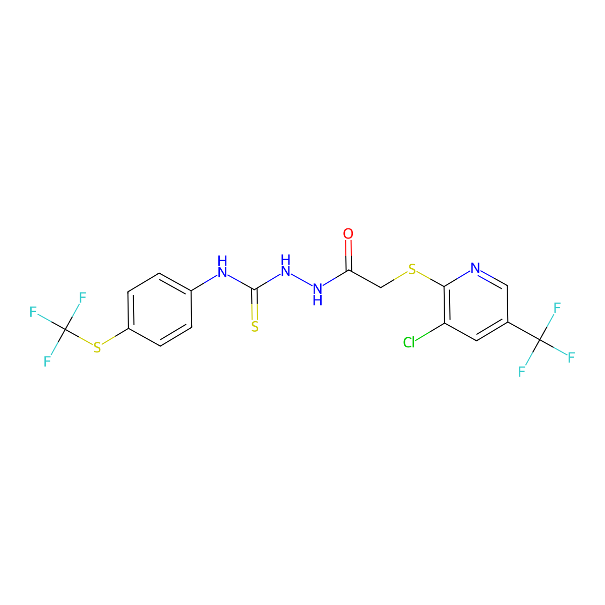 1-[[2-[3-Chloro-5-(trifluoromethyl)pyridin-2-yl]sulfanylacetyl]amino]-3-[4-(trifluoromethylsulfanyl)phenyl]thiourea molecular structure, CAS 1022740-35-7