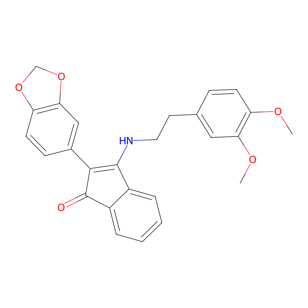2-(1,3-Benzodioxol-5-yl)-3-[2-(3,4-dimethoxyphenyl)ethylamino]inden-1-one molecular structure, CAS 1022749-91-2