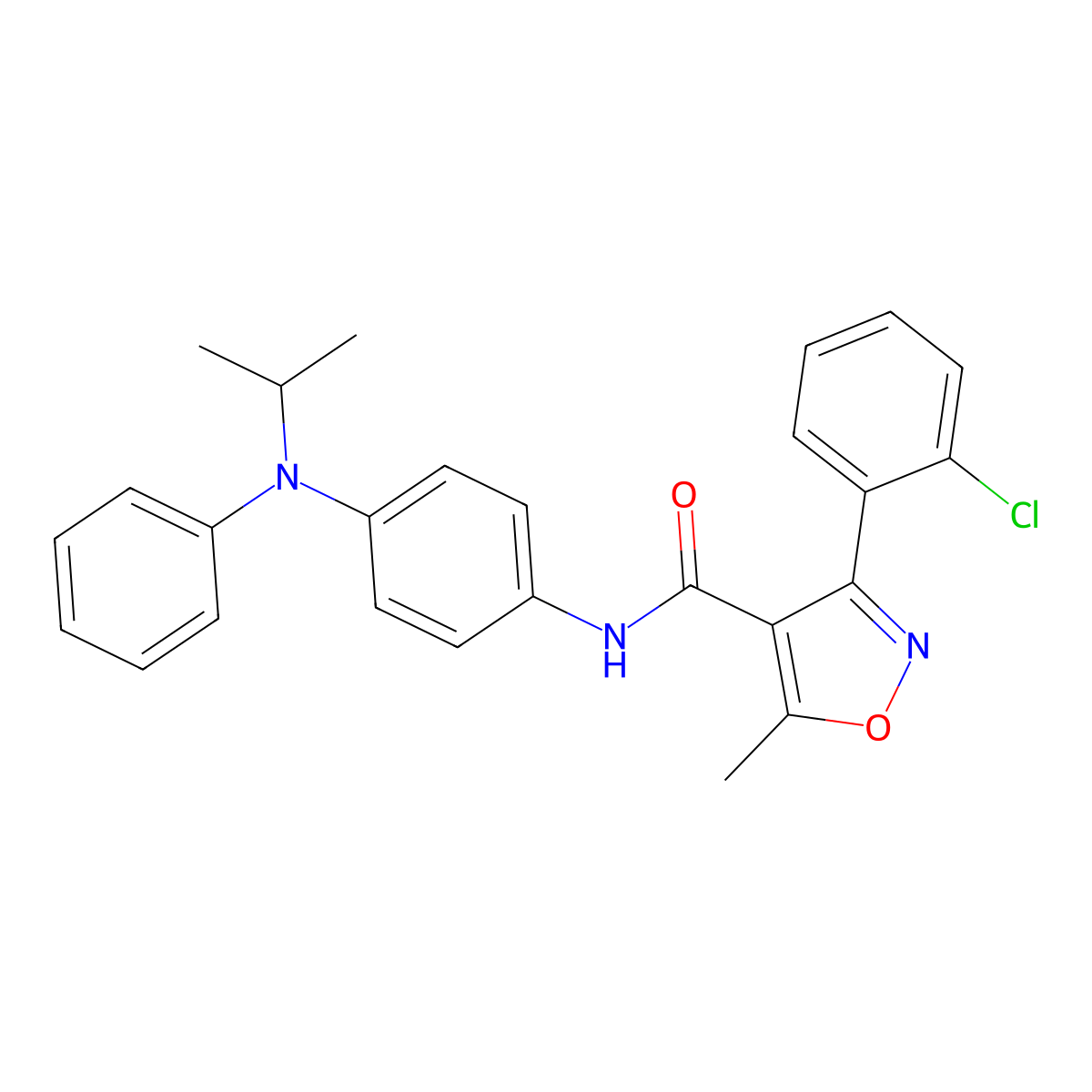 (3-(2-Chlorophenyl)-5-methylisoxazol-4-YL)-N-(4-((isopropyl)phenylamino)phenyl)formamide molecular structure, CAS 1022759-79-0