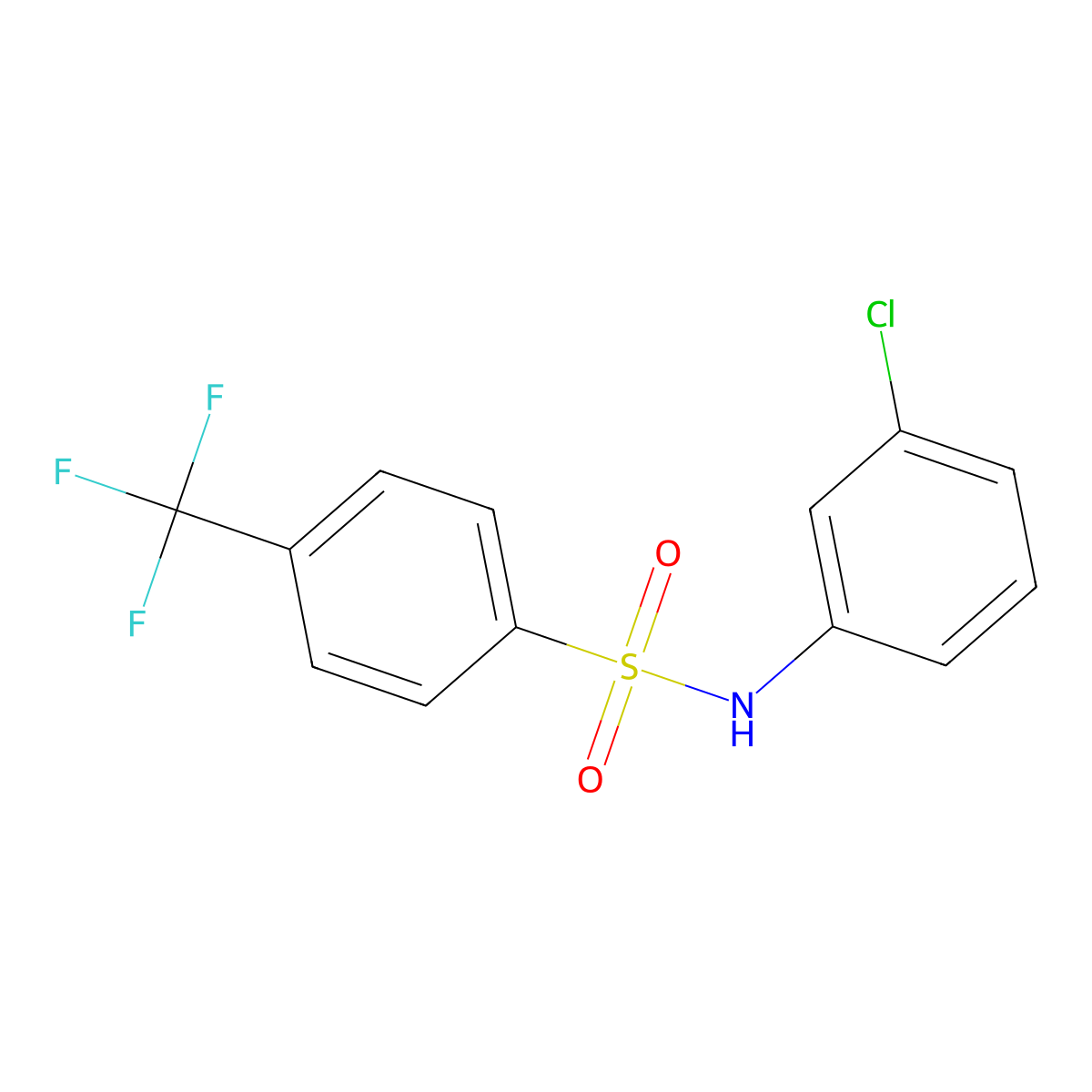 N-(3-chlorophenyl)-4-(trifluoromethyl)benzenesulfonamide molecular structure, CAS 1022777-49-6