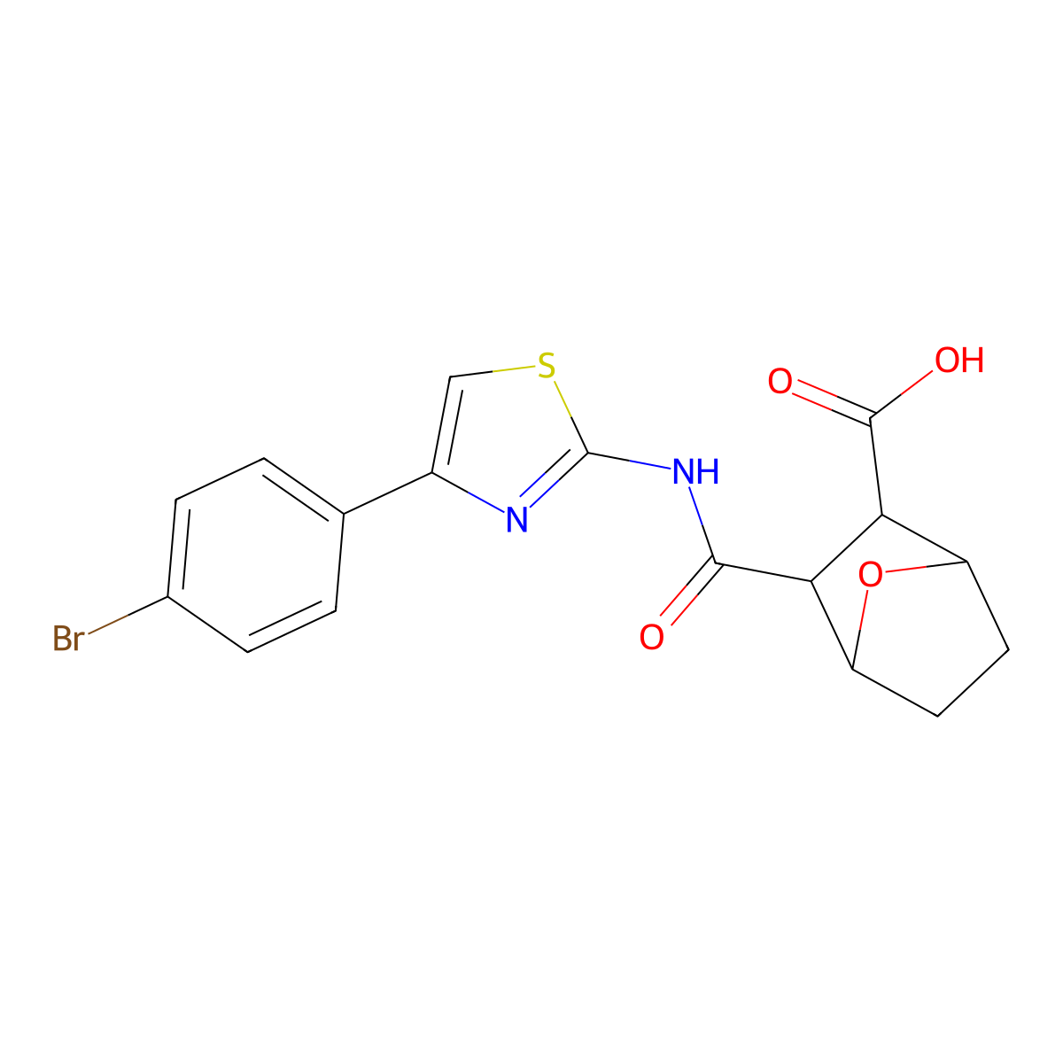 2-[[4-(4-Bromophenyl)-1,3-thiazol-2-yl]carbamoyl]-7-oxabicyclo[2.2.1]heptane-3-carboxylic acid molecular structure, CAS 1022788-34-6