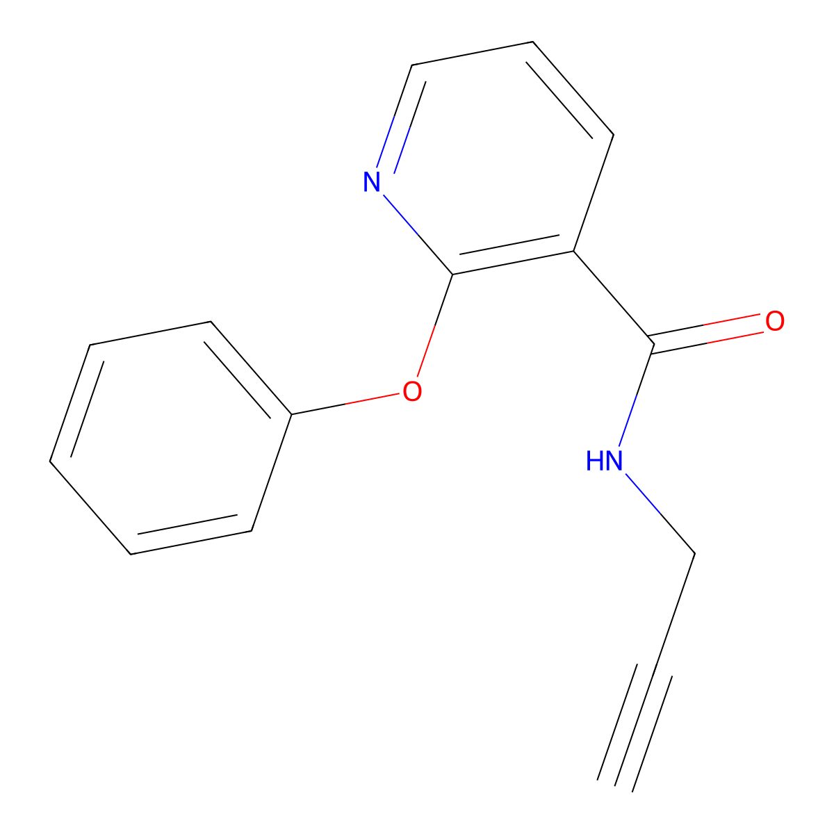 2-phenoxy-N-prop-2-ynylpyridine-3-carboxamide molecular structure, CAS 1022789-63-4