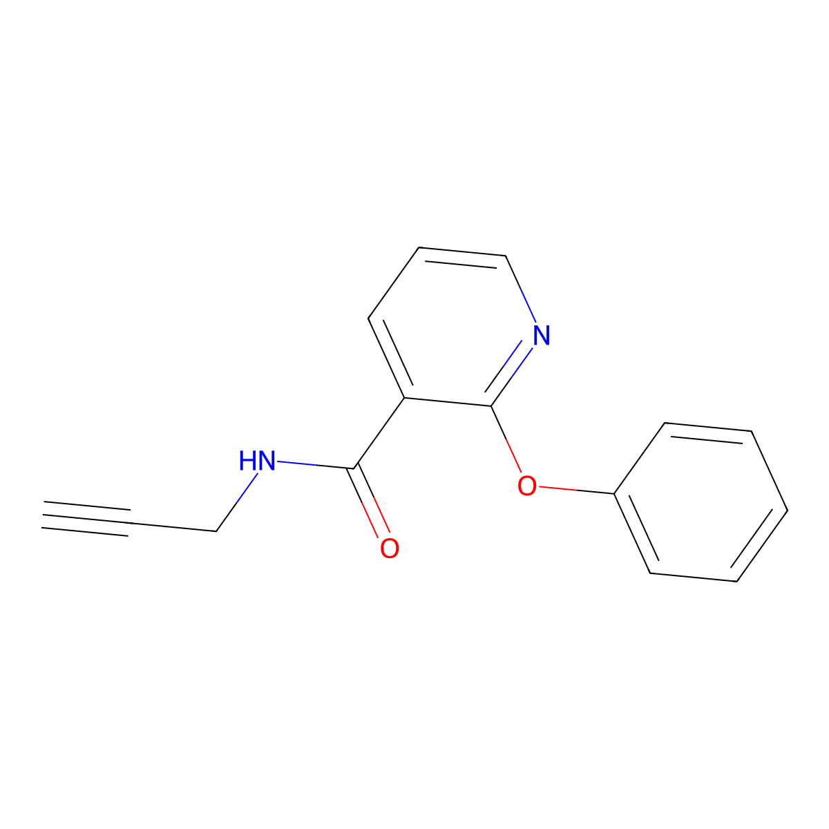 2-phenoxy-N-prop-2-ynylpyridine-3-carboxamide molecular structure, CAS 1022789-63-4
