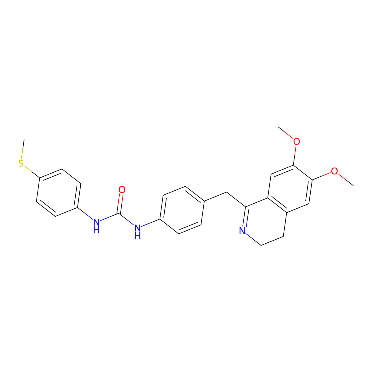 1-[4-[(6,7-Dimethoxy-3,4-dihydroisoquinolin-1-yl)methyl]phenyl]-3-(4-methylsulfanylphenyl)urea molecular structure, CAS 1022789-72-5