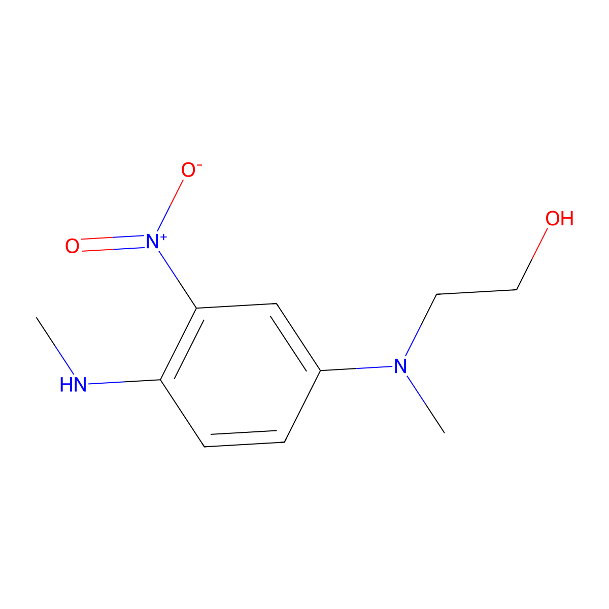 N,N'-Dimethyl-N-hydroxyethyl-3-nitro-p-phenylenediamine molecular structure, CAS 10228-03-2
