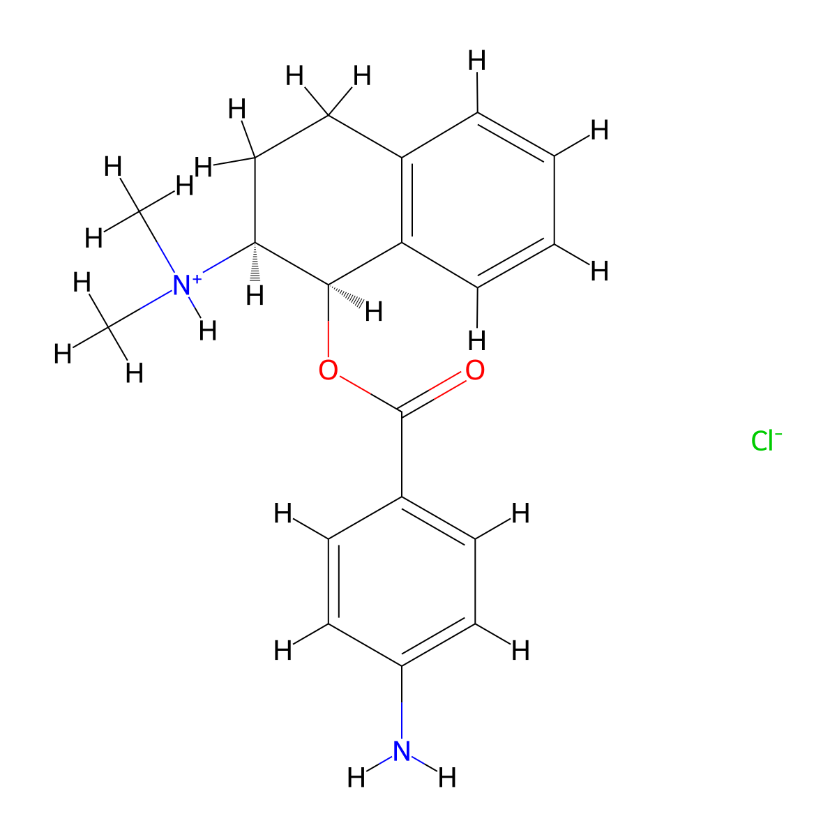 1-Naphthol, 1,2,3,4-tetrahydro-2-dimethylamino-, p-aminobenzoate, hydrochloride, (Z)- molecular structure, CAS 102280-37-5