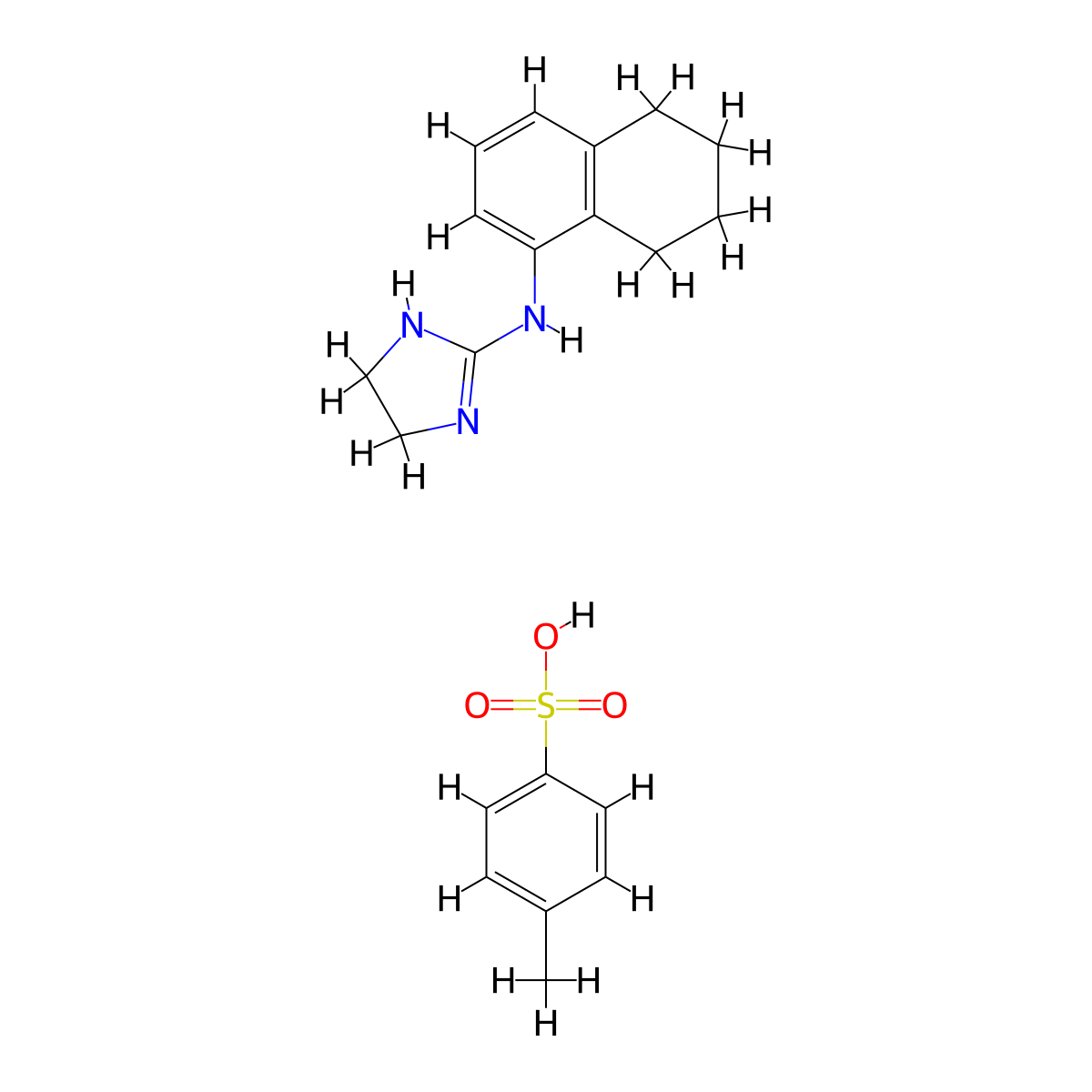 1-Naphthylamine, 5,6,7,8-tetrahydro-N-(2-imidazolin-2-yl)-, p-toluenesulfonate molecular structure, CAS 102280-49-9