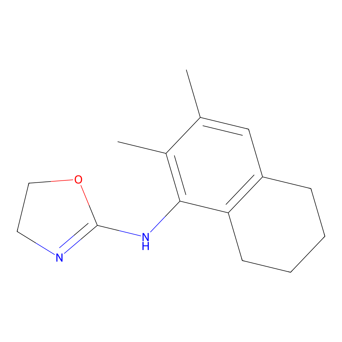 1-Naphthylamine, 5,6,7,8-tetrahydro-2,3-dimethyl-N-(2-oxazolinyl)- molecular structure, CAS 102280-58-0