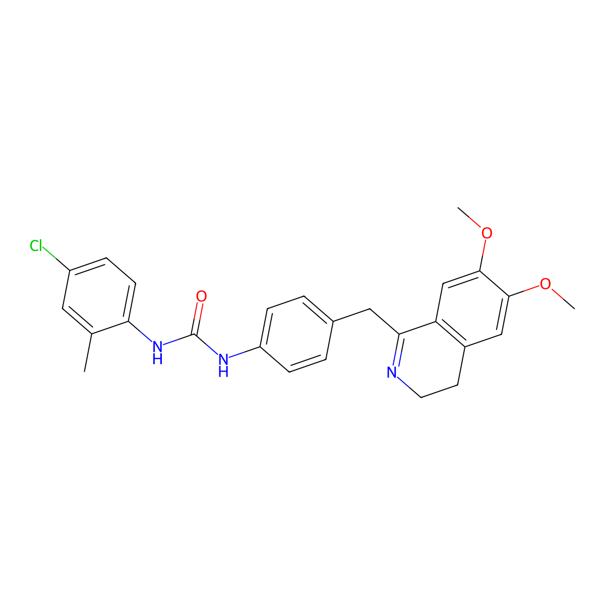 1-(4-Chloro-2-methylphenyl)-3-[4-[(6,7-dimethoxy-3,4-dihydroisoquinolin-1-yl)methyl]phenyl]urea molecular structure, CAS 1022803-59-3