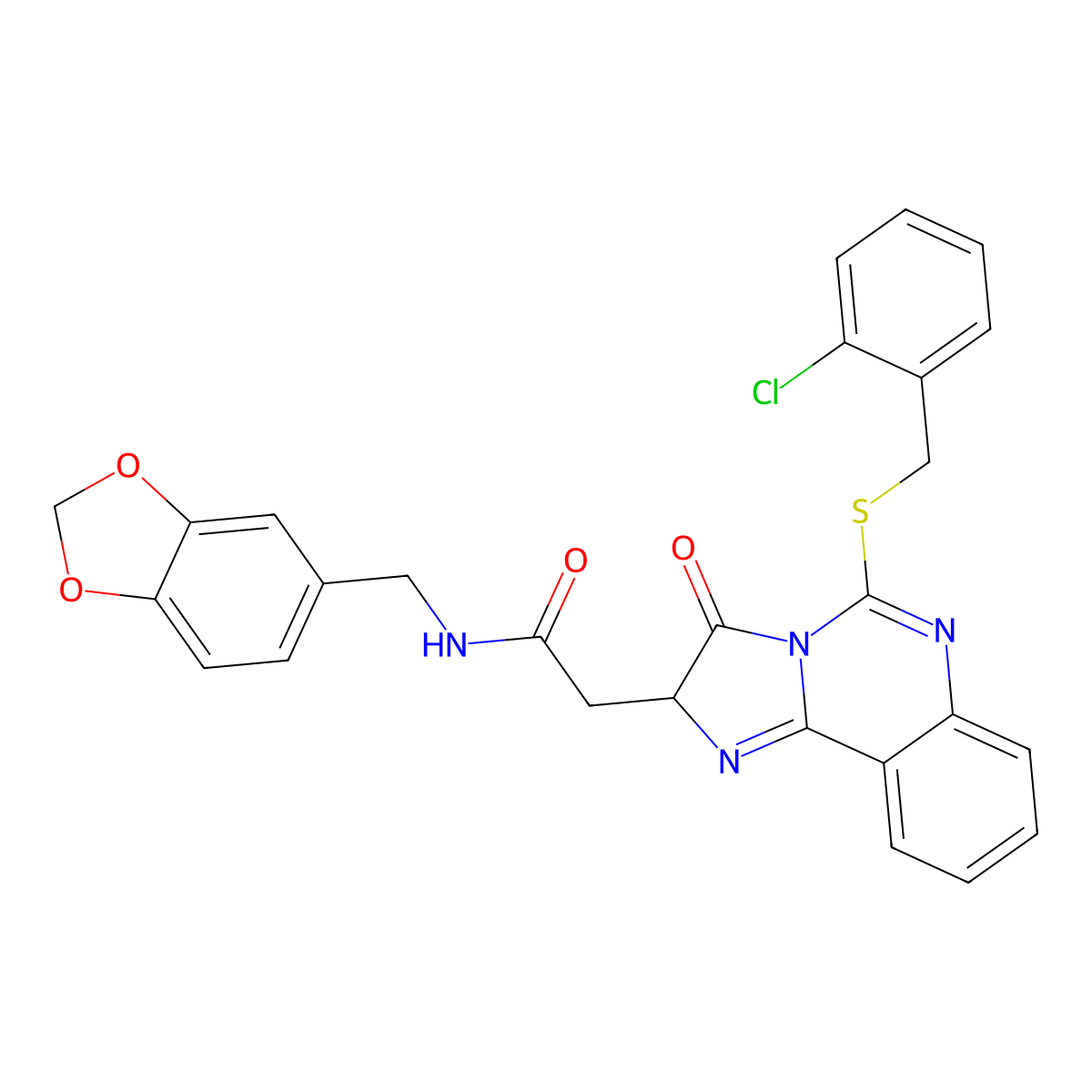 N-(1,3-benzodioxol-5-ylmethyl)-2-[5-[(2-chlorophenyl)methylsulfanyl]-3-oxo-2H-imidazo[1,2-c]quinazolin-2-yl]acetamide molecular structure, CAS 1022807-19-7