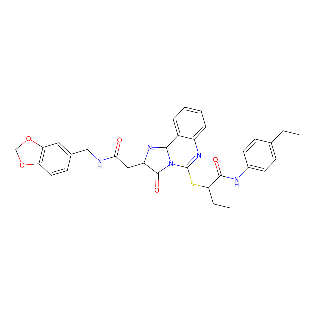 2-[[2-[2-(1,3-benzodioxol-5-ylmethylamino)-2-oxoethyl]-3-oxo-2H-imidazo[1,2-c]quinazolin-5-yl]sulfanyl]-N-(4-ethylphenyl)butanamide molecular structure, CAS 1022807-21-1