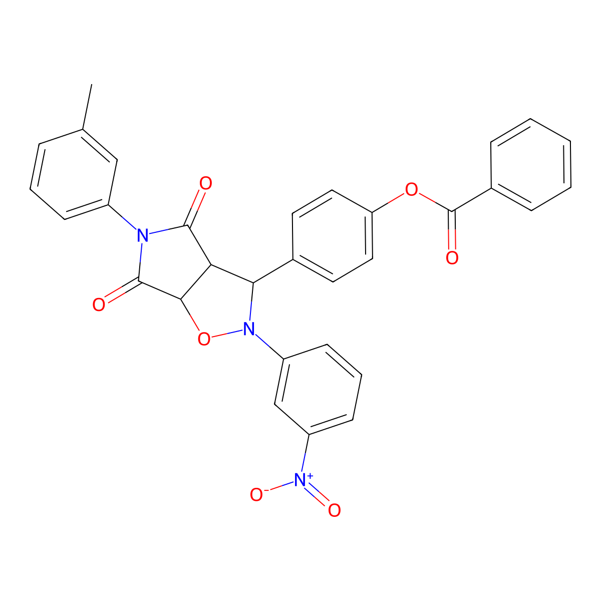 4-[5-(3-methylphenyl)-2-(3-nitrophenyl)-4,6-dioxohexahydro-2H-pyrrolo[3,4-d][1,2]oxazol-3-yl]phenyl benzoate molecular structure, CAS 1022807-22-2