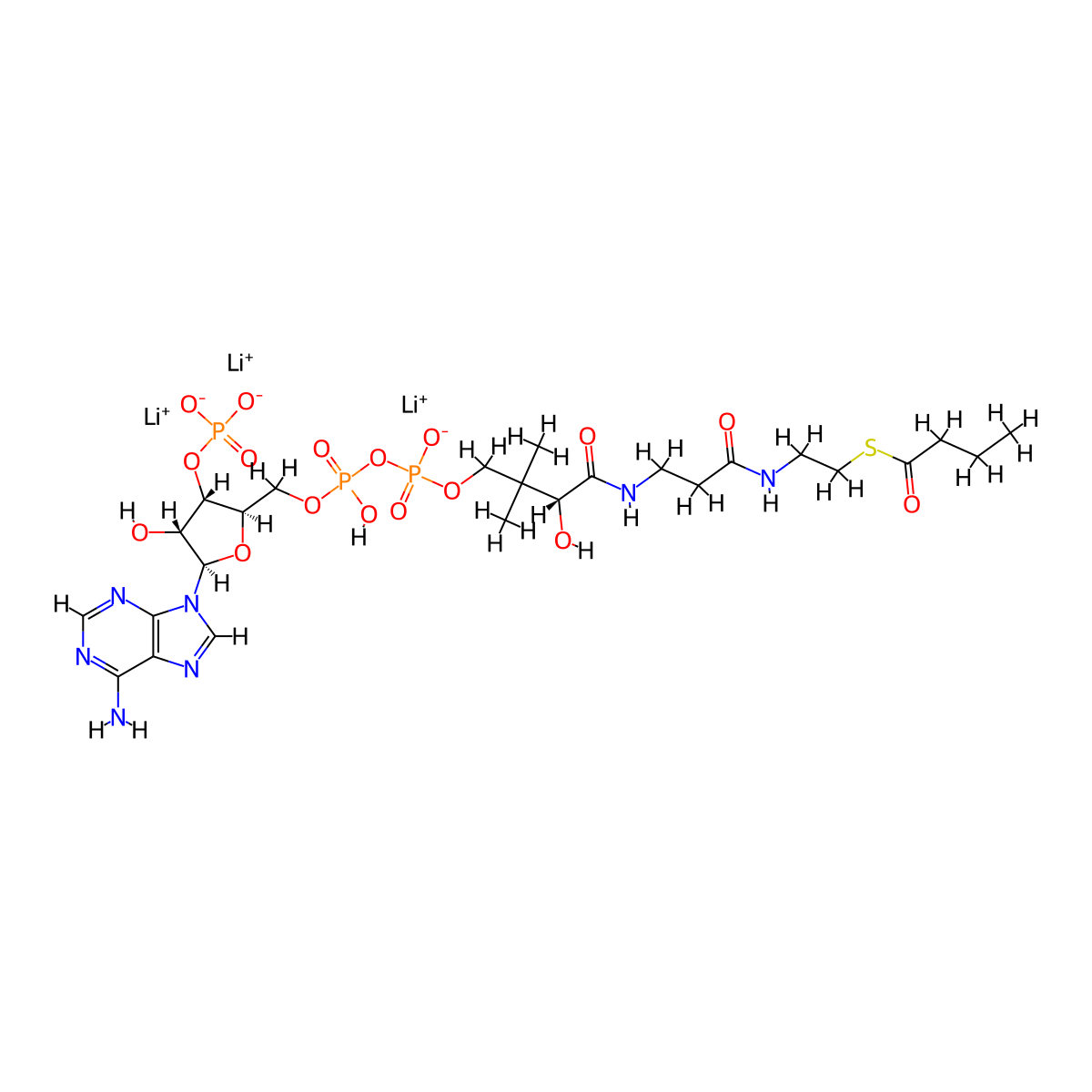 Butyryl coenzyme A lithium salt hydrate molecular structure, CAS 102282-28-0