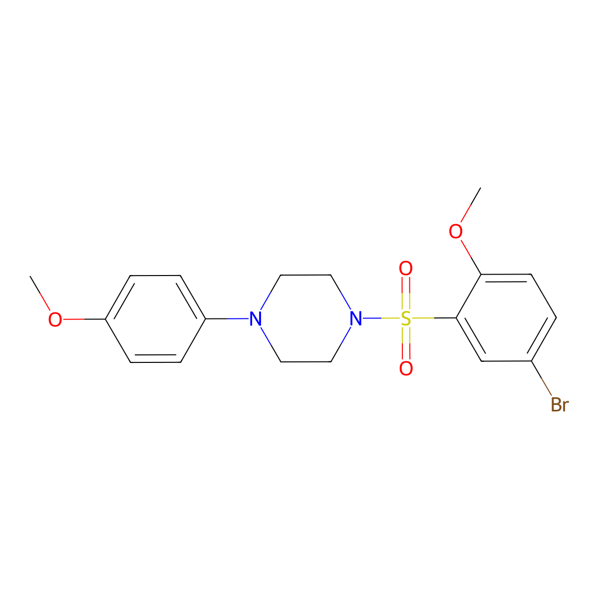 1-(5-Bromo-2-methoxyphenyl)sulfonyl-4-(4-methoxyphenyl)piperazine molecular structure, CAS 1022831-63-5