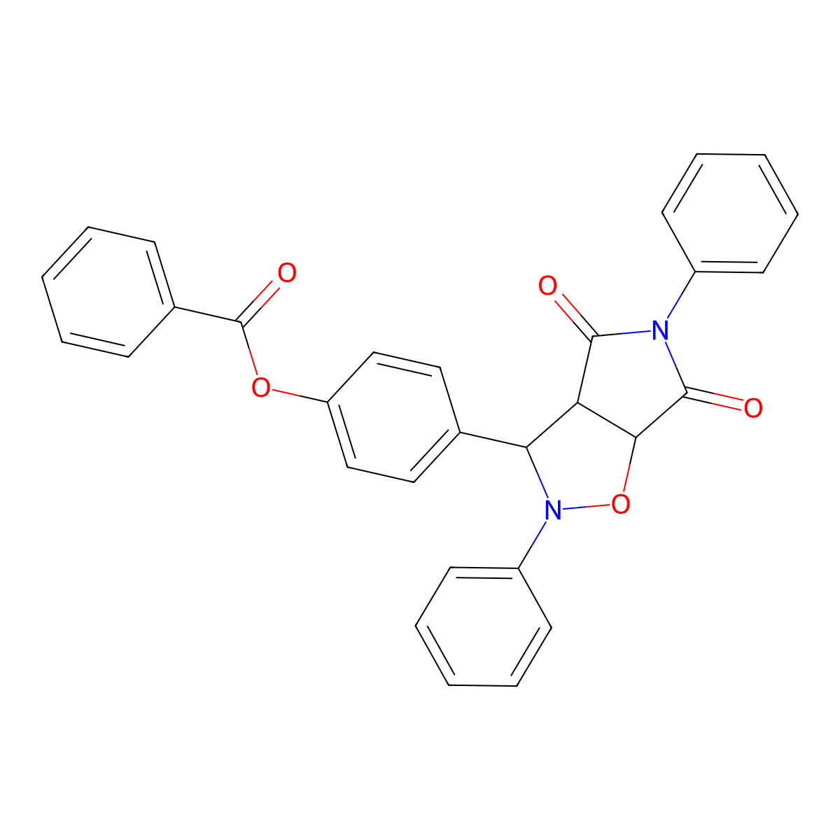 4-(4,6-dioxo-2,5-diphenylhexahydro-2H-pyrrolo[3,4-d][1,2]oxazol-3-yl)phenyl benzoate molecular structure, CAS 1022834-85-0