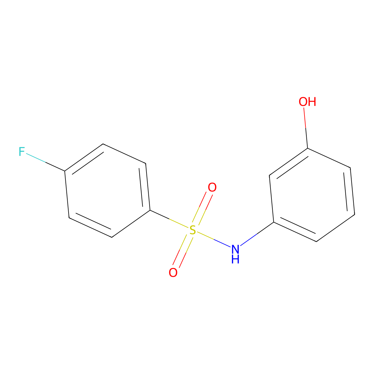 4-fluoro-N-(3-hydroxyphenyl)benzene-1-sulfonamide molecular structure, CAS 1022836-56-1
