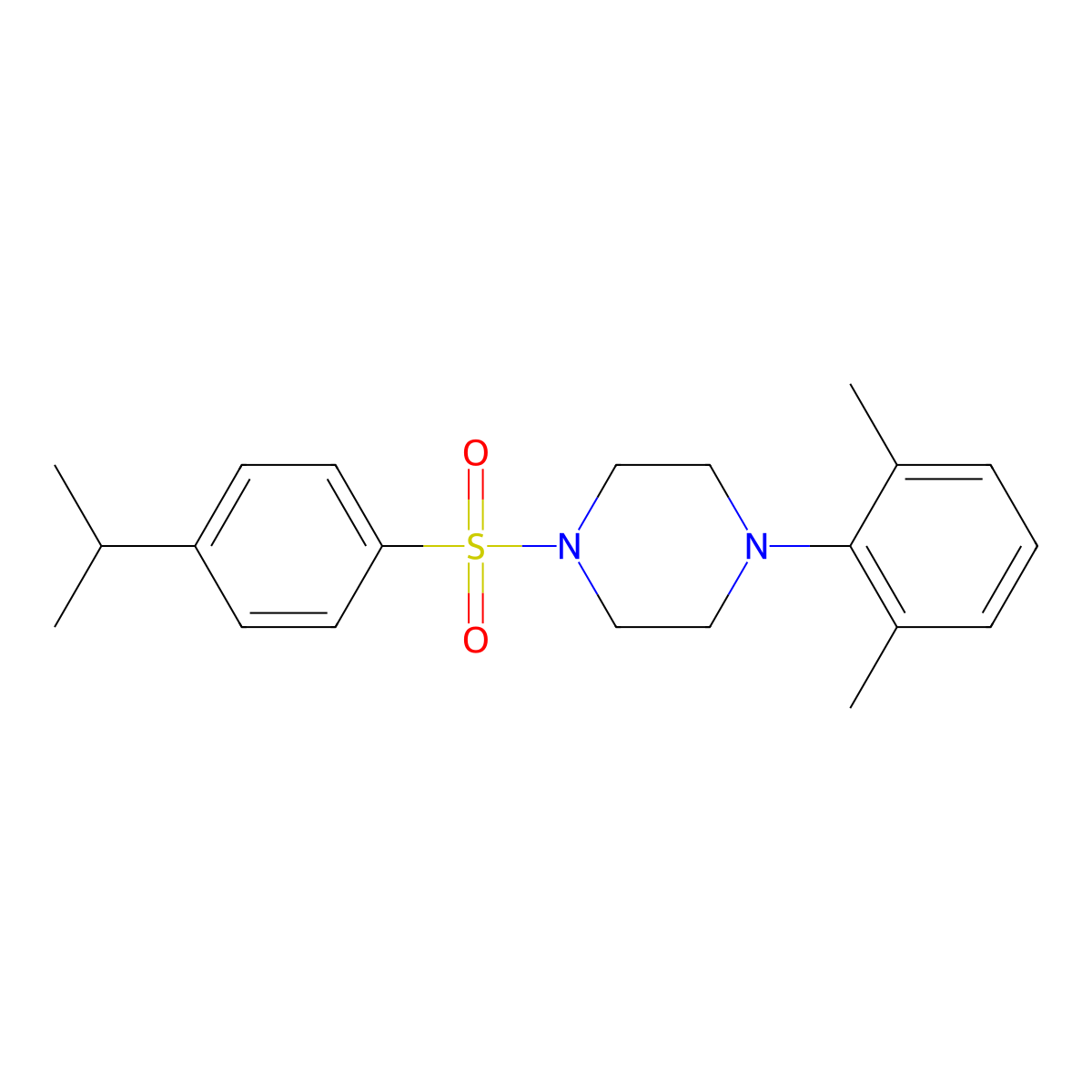 4-(2,6-Dimethylphenyl)-1-{[4-(methylethyl)phenyl]sulfonyl}piperazine molecular structure, CAS 1022837-46-2