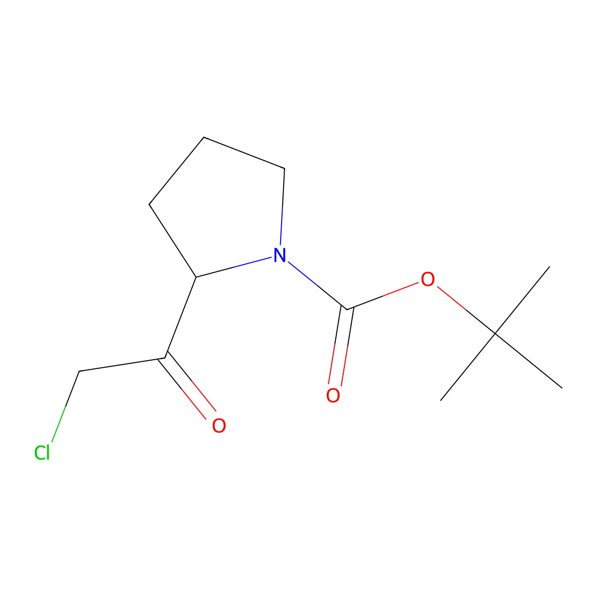 tert-butyl (2S)-2-(2-chloroacetyl)pyrrolidine-1-carboxylate molecular structure, CAS 102284-41-3