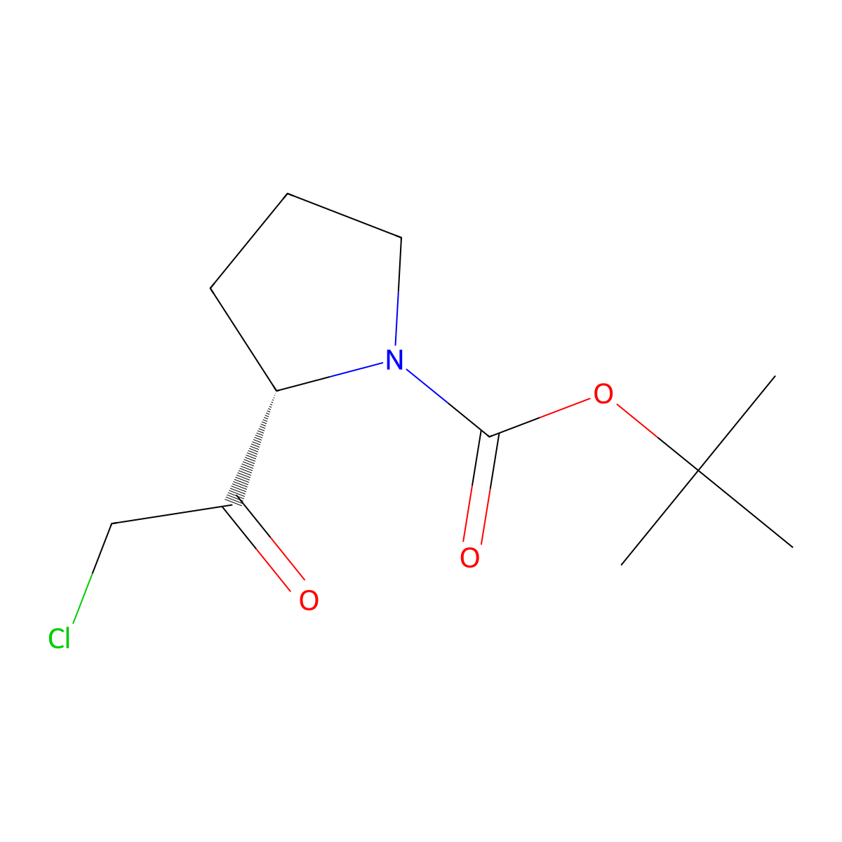 tert-butyl (2S)-2-(2-chloroacetyl)pyrrolidine-1-carboxylate molecular structure, CAS 102284-41-3