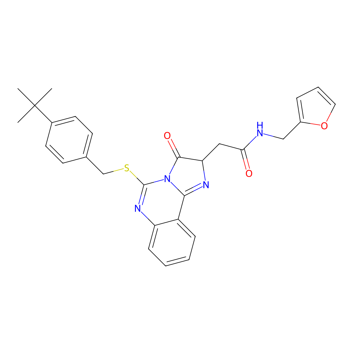 2-(5-{[(4-tert-butylphenyl)methyl]sulfanyl}-3-oxo-2H,3H-imidazo[1,2-c]quinazolin-2-yl)-N-[(furan-2-yl)methyl]acetamide molecular structure, CAS 1022857-08-4