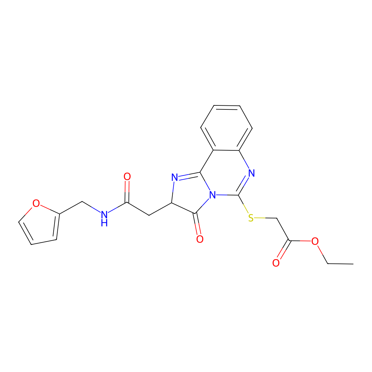 ethyl 2-{[2-({[(furan-2-yl)methyl]carbamoyl}methyl)-3-oxo-2H,3H-imidazo[1,2-c]quinazolin-5-yl]sulfanyl}acetate molecular structure, CAS 1022857-51-7